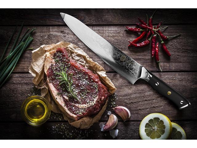 Kessaku 9.5-Inch Chef Knife - Damascus Dynasty Series - Forged 67-Layer AUS-10V Japanese Steel - G10 Full Tang Handle with Blade Guard