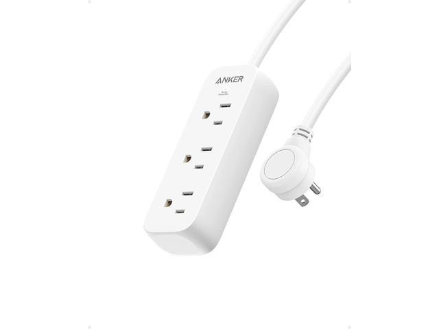 Power Strip Surge Protector(300J), 5ft Anker Extension Cord, 310 Power Strip with 3AC Outlets, Flat Plug, Surge Protection, Compact for Travel, Desk.