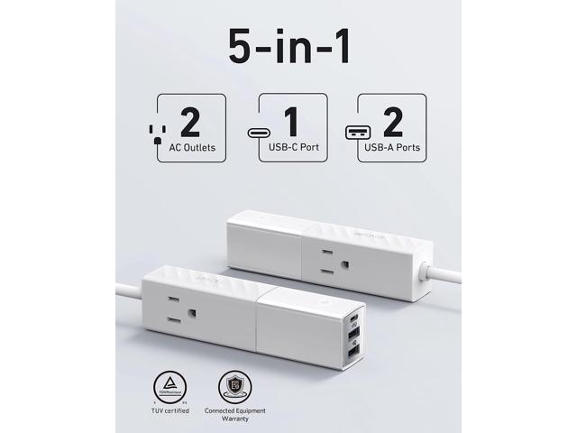 Anker USB C Travel Power Strip, USB C Charger 30W with 511 USB Power Strip, 2AC Outlets 2USB Fast Charge, 5ft Extension Cord,Protable for...