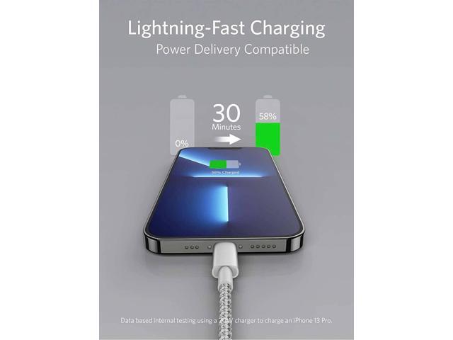 Anker USB C to Lightning Cable, New Nylon USB-C to Lightning Charging Cord [10ft MFi Certified] for iPhone 13 13 Pro 12 Pro Max 12 11 X XS XR 8...
