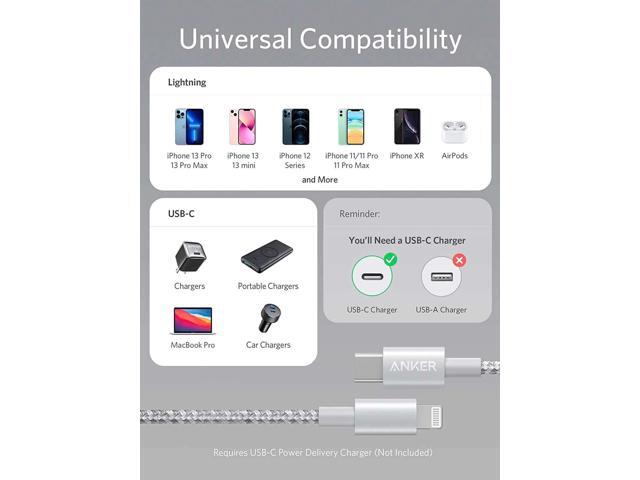 Anker USB C to Lightning Cable, New Nylon USB-C to Lightning Charging Cord [10ft MFi Certified] for iPhone 13 13 Pro 12 Pro Max 12 11 X XS XR 8...