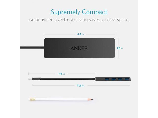 Anker 4-Port USB 3.0 Ultra Slim Data Hub for Macbook, Mac Pro/mini, iMac, Surface Pro, XPS, Notebook PC, USB Flash Drives, Mobile HDD, and More
