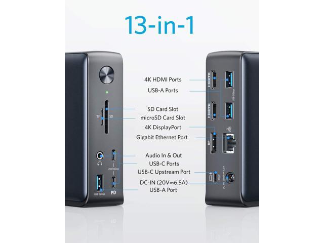 Anker Docking Station, PowerExpand 13-in-1 USB-C Dock for USB-C Laptops, 85W Charging for Laptop, 18W Charging for Phone, 4K HDMI, 1Gbps Ethernet,...