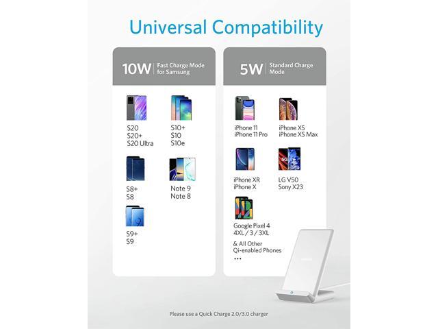 Anker Wireless Charger, PowerWave Stand, Qi-Certified for iPhone 11, 11 Pro, 11 Pro Max, XR, Xs Max, XS, X, 8, 8 Plus, 10W Fast-Charging Galaxy S10...