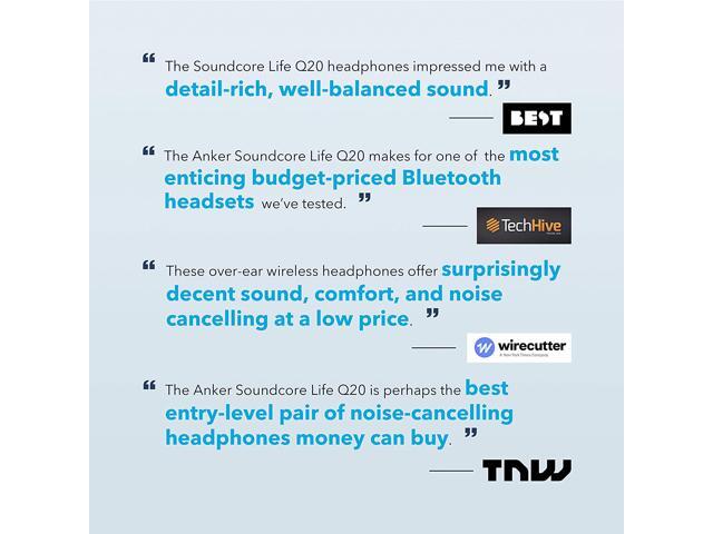 Soundcore Anker Life Q20 Noise Cancelling Headphones over-ear Bluetooth 60H Playtime Hi-Res Audio Deep Bass Memory Foam (Travel/Office) - image 2