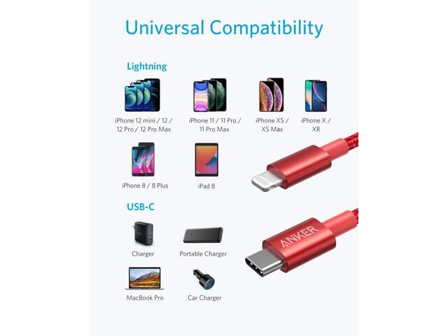 Anker iPhone 12 Charger Cable, New Nylon USB-C to Lightning Charging Cord for [6 ft MFi Certified] for iPhone 12/11 Pro/X/XS/XR / 8 Plus/iPad 8,...