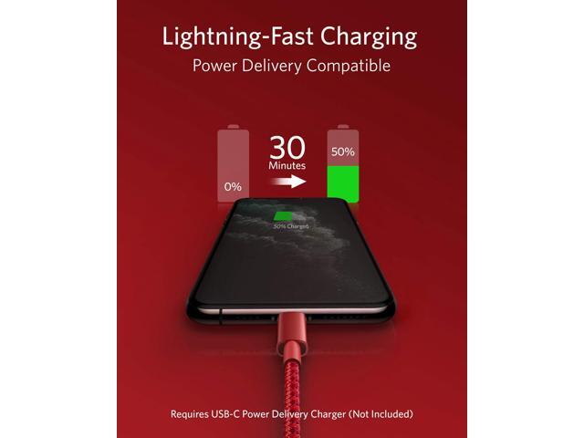 Anker iPhone 12 Charger Cable, New Nylon USB-C to Lightning Charging Cord for [6 ft MFi Certified] for iPhone 12/11 Pro/X/XS/XR / 8 Plus/iPad 8,...