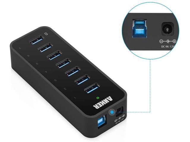 Anker 7-Port USB 3.0 Data Hub with 36W Power Adapter and BC 1.2 Charging Port for iPhone 7/6s Plus, iPad Air 2, Galaxy S Series, Note Series, Mac,...
