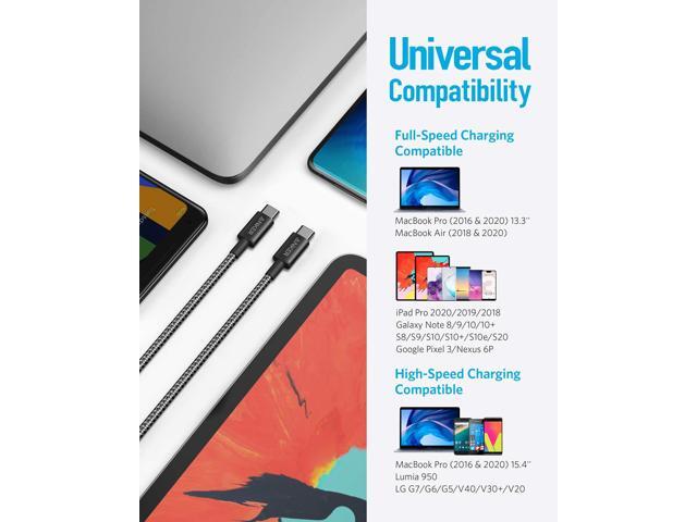 USB C Cable, Anker 2 Pack New Nylon USB C to USB C Cable (6ft 60W), PD Type C Charging Cable for MacBook Pro 2020, iPad Pro, iPad Air 4, Galaxy...