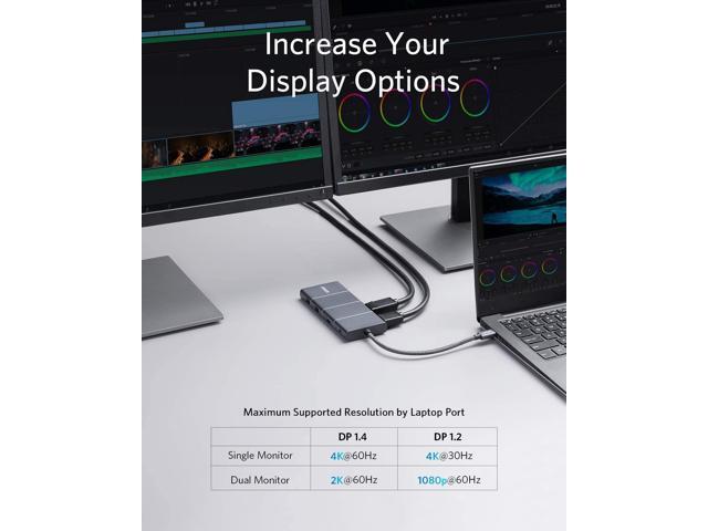 Anker USB C Hub, PowerExpand+ 11-in-1 USB C Hub Adapter, with 4K@60Hz HDMI and DP, 100W Power Delivery, USB-C and 3 USB-A Data Ports, 1 Gbps...