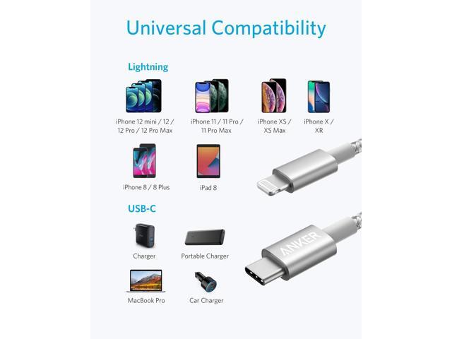 Anker iPhone 12 Charger Cable, New Nylon USB-C to Lightning Charging Cord for [6 ft MFi Certified] for iPhone 12/11 Pro/X/XS/XR / 8 Plus/iPad 8,...