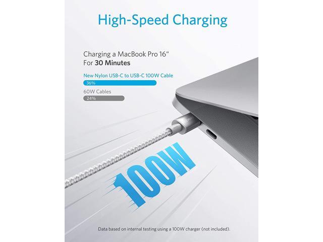 Anker USB C Cable 100W 10ft, New Nylon USB C to USB C Cable 2.0, Type C Charging Cable Fast Charge for MacBook Pro 2020, iPad Pro 2020, iPad Air 4,...