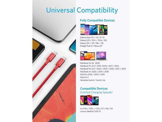Anker USB C Cable 100W 10ft, New Nylon USB C to USB C Cable 2.0, Type C Charging Cable Fast Charge for MacBook Pro 2020, iPad Pro 2020, iPad Air 4,...