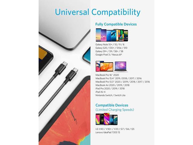 Anker USB C Cable 100W 10ft, New Nylon USB C to USB C Cable 2.0, Type C Charging Cable Fast Charge for MacBook Pro 2020, iPad Pro 2020, iPad Air 4,...