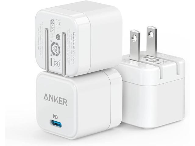 USB C Charger, Anker 3-Pack 20W Fast Charger with Foldable Plug, PowerPort III 20W Cube Charger for for iPhone 13/13 Mini/13 Pro/13 Pro Max/12,...