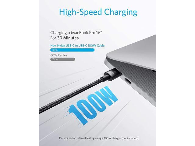 Anker USB C Cable 100W 10ft, New Nylon USB C to USB C Cable 2.0, Type C Charging Cable Fast Charge for MacBook Pro 2020, iPad Pro 2020, iPad Air 4,...