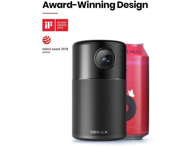 Nebula Capsule, by Anker, Smart Wi-Fi Mini Projector, Black, 100 ANSI Lumen Portable Projector, 360° Speaker, Movie Projector, 100 Inch Picture,...