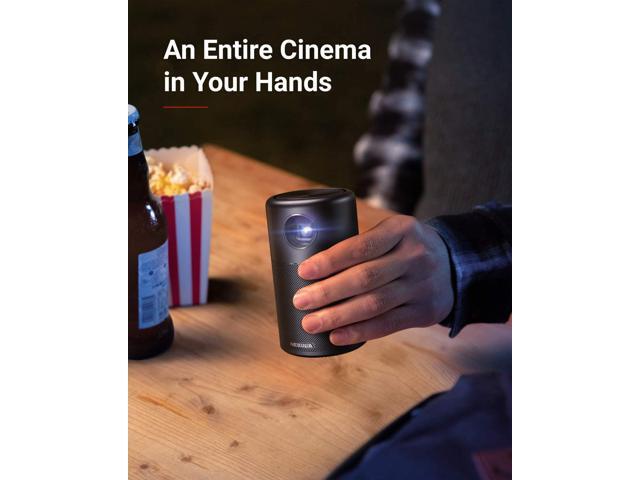 Nebula Capsule, by Anker, Smart Wi-Fi Mini Projector, Black, 100 ANSI Lumen Portable Projector, 360° Speaker, Movie Projector, 100 Inch Picture,...
