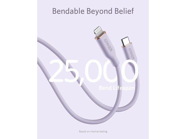 Anker Powerline III Flow, USB C to Lightning Cable for iPhone 12 Pro Max / 12/11 / X/XS/XR / 8 Plus, AirPods, (3 ft) [MFi Certified] Supports Power...