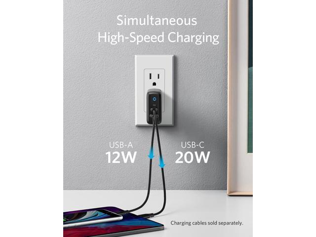 USB C Charger, Anker 32W 2 Port Charger with 20W USB C Power Adapter, PowerPort PD 2 with Foldable Plug for iPad/iPad Mini, for iPhone 13/13...