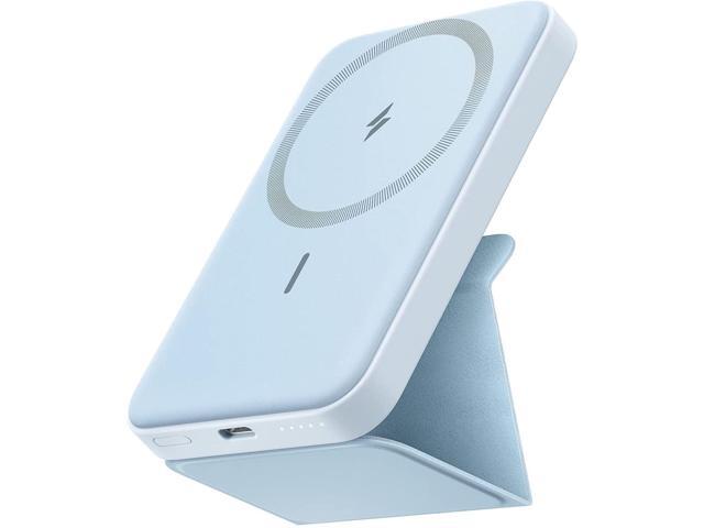 Anker 622 Magnetic Battery (MagGo), 5000mAh Foldable Magnetic Wireless Portable Charger and USB-C for iPhone 14/13/12 Series (Misty Blue)