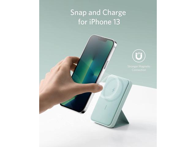 Anker 622 Magnetic Battery (MagGo), 5000mAh Foldable Magnetic Wireless Portable Charger and USB-C for iPhone 14/13/12 Series (Buds Green)