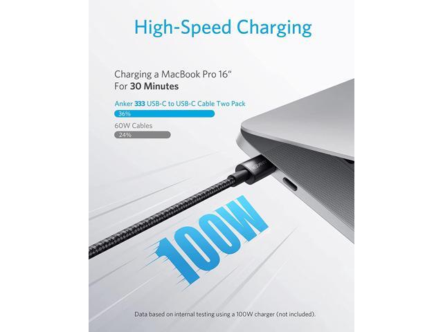 Anker 333 USB C to USB C Cable (6ft 100W, 2-Pack), USB 2.0 Type C Charging Cable Fast Charge for MacBook Pro 2020, iPad Pro 2020, iPad Air 4,...