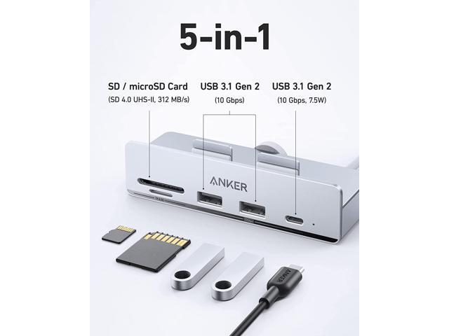 Anker 535 USB C Hub (5-in-1, for iMac), with 2 USB-A 10 Gbps Data Ports, USB-C 10 Gbps Port, SD and microSD Card Reader