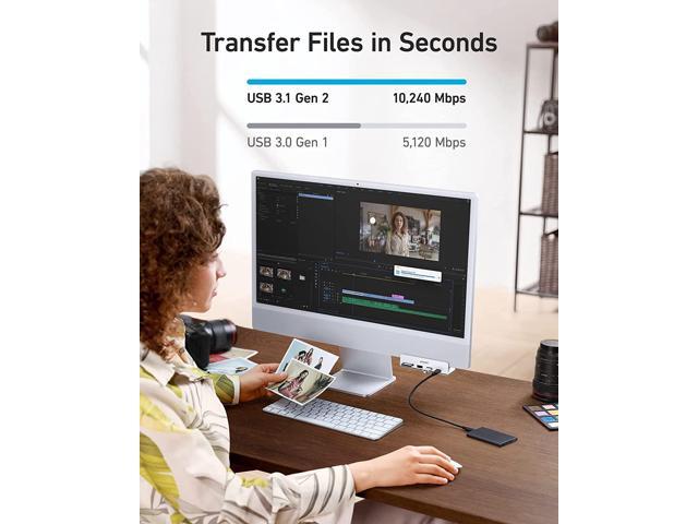 Anker 535 USB C Hub (5-in-1, for iMac), with 2 USB-A 10 Gbps Data Ports, USB-C 10 Gbps Port, SD and microSD Card Reader