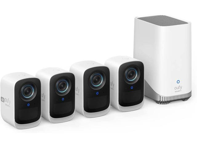 eufy Security eufyCam 3C 4-Cam Kit, Security Camera Outdoor Wireless, 4K Camera, Expandable Local Storage up to 16TB, Face Recognition AI,...