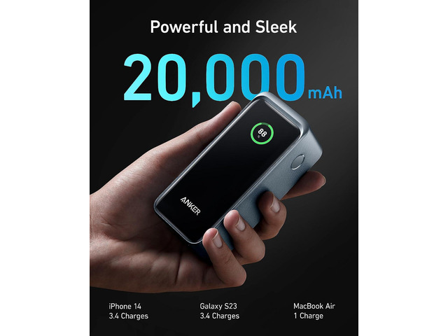 Anker Prime Power Bank, 20,000mAh Portable Charger with 200W Output, Smart Digital Display, 2 USB-C and 1 USB-A Port Compatible with iPhone 14/13...