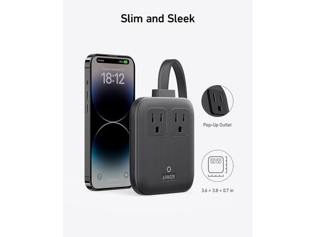 Anker Nano Charging Station, 6-in-1 USB C Power Strip 67W Max with Flat Plug and 5ft Thin Extension Cord, 2 AC, 2 USB A, 2 USB C, Works with iPhone...