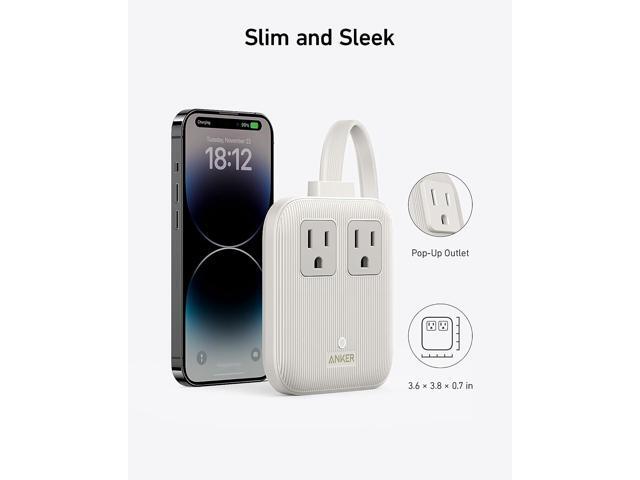 Anker Nano Charging Station, 6-in-1 USB C Power Strip 67W Max with Flat Plug and 5ft Thin Extension Cord, 2 AC, 2 USB A, 2 USB C, Works with iPhone...