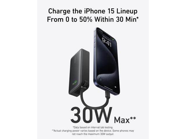 Anker Nano Power Bank, 10,000mAh Portable Charger with Built-in USB-C Cable, 30W Recharging, 30W Max Output with USB-C & A, for iPhone 17/16/15...