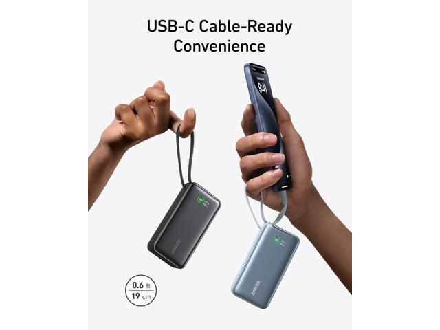 Anker Nano Power Bank, 10,000mAh Portable Charger with Built-in USB-C Cable, 30W Recharging, 30W Max Output with USB-C & A, for iPhone 17/16/15...
