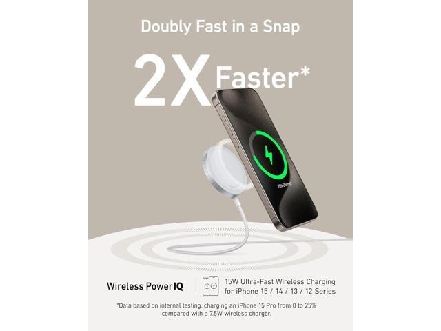 Anker MagGo Magnetic Wireless Charger (Pad), Qi2 Certified 15W Ultra-Fast MagSafe Compatible Wireless Charger, for iPhone 15/15 Plus/15 Pro/15 Pro...