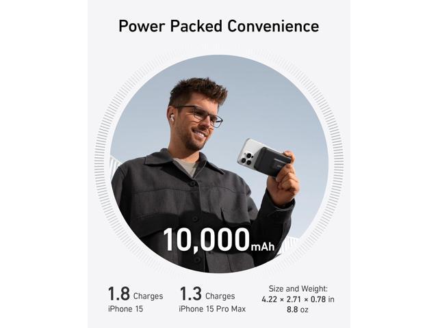 Anker MagGo Power Bank, Qi2 Certified 15W Ultra-Fast MagSafe-Compatible Portable Charger, 10K Battery Pack with Smart Display and Foldable Stand,...