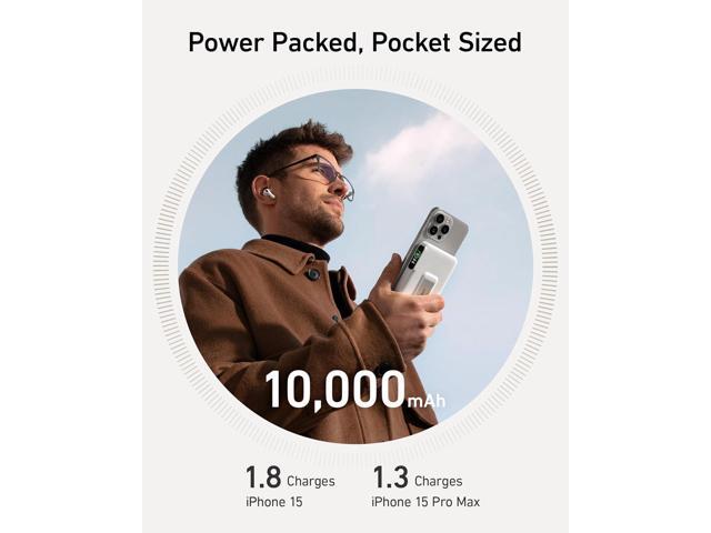 Anker MagGo Power Bank, Qi2 Certified 15W Ultra-Fast MagSafe-Compatible Portable Charger, 10K Battery Pack with Smart Display and Foldable Stand,...