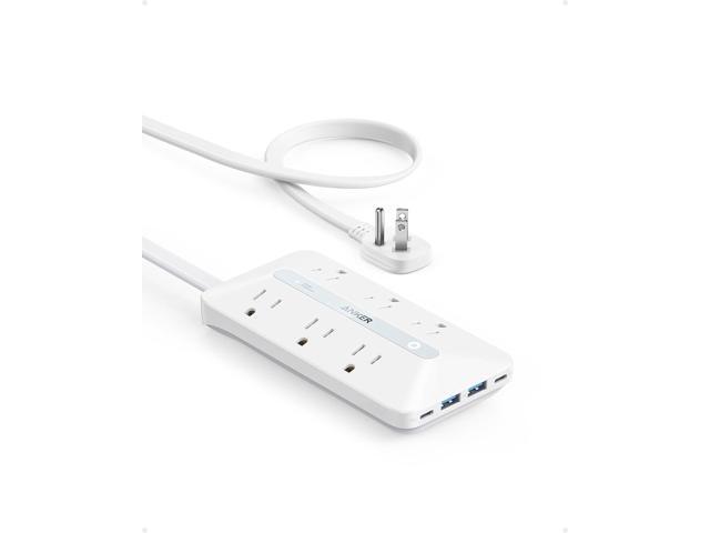 Flat Plug Power Strip 300J, Anker USB C Power Strip, 10-in-1 Ultra Thin Power Strip with 6 AC, 2 USB A and 2 USB C Ports,5ft Extension Cord, Desk...