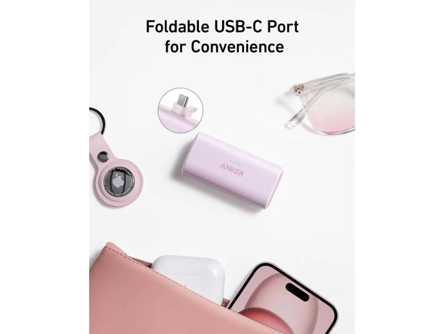 Anker Nano Power Bank with Built-in Foldable USB-C Connector, 5,000mAh Portable Charger 22.5W, for iPhone 15/15 Plus/15 Pro/15 Pro Max, Samsung...