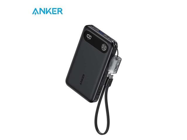 Anker Power Bank, 10, 000mAh Portable Charger with Built-in USB-C Cable and Lanyard, 22.5W Max Output with 2 USB-C and 1 USB-A Port, Battery Pack.
