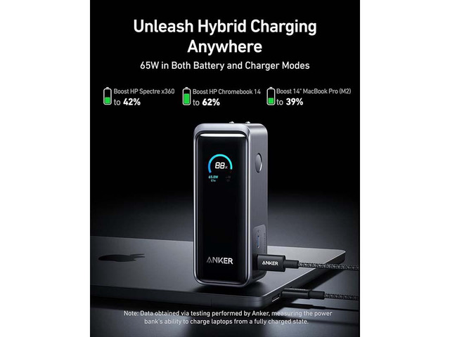 Anker Prime Power Bank, 9,600mAh Battery Pack with 65W Output, Built-in AC Plug, Supports PD 3.0 and PPS, 30W Fast Recharging, Sleek Portable...