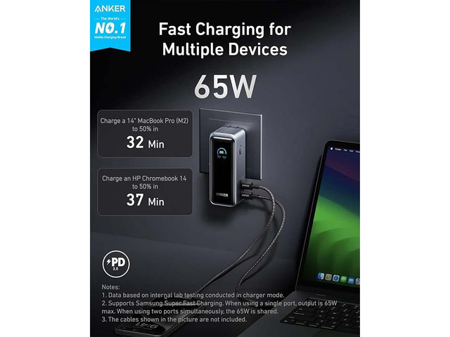 Anker Prime Power Bank, 9,600mAh Battery Pack with 65W Output, Built-in AC Plug, Supports PD 3.0 and PPS, 30W Fast Recharging, Sleek Portable...