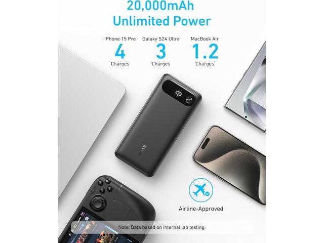 Anker Power Bank, 20,000mAh Portable Charger with Built-in USB-C Cable, 87W Max Fast Charging Battery Pack for Laptop, 2 USB-C and 1 USB-A, for...