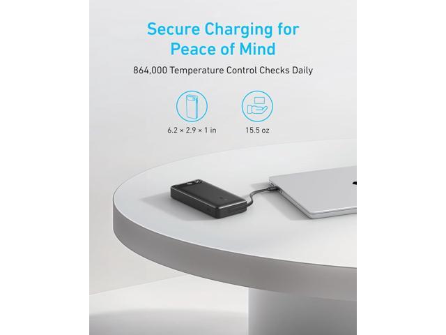 Anker Power Bank, 20,000mAh Portable Charger with Built-in USB-C Cable, 87W Max Fast Charging Battery Pack for Laptop, 2 USB-C and 1 USB-A, for...