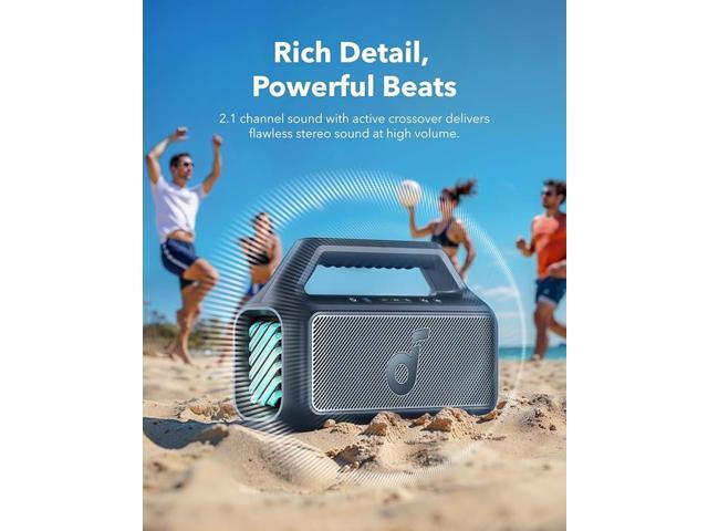 Soundcore - by Anker Boom 2 IPX7 Waterproof Floatable 80W Bluetooth Speaker with Subwoofer, BassUp 2.0, & Custom RGB Light Effects - Blue - image 2