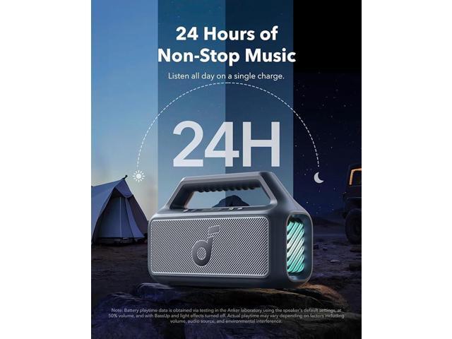 Soundcore - by Anker Boom 2 IPX7 Waterproof Floatable 80W Bluetooth Speaker with Subwoofer, BassUp 2.0, & Custom RGB Light Effects - Blue - image 5