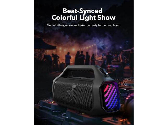 Soundcore - by Anker Boom 2 Plus IPX7 Waterproof 140W Bluetooth Speaker with Subwoofers, BassUp 2.0, Custom Lighting, & Power Bank - Black - image 4