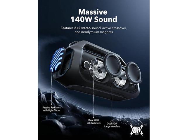 Soundcore - by Anker Boom 2 Plus IPX7 Waterproof 140W Bluetooth Speaker with Subwoofers, BassUp 2.0, Custom Lighting, & Power Bank - Black - image 3