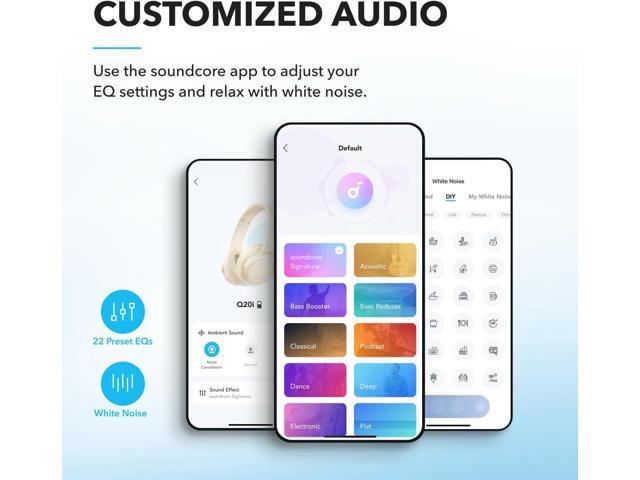 soundcore by Anker Q20i Hybrid Active Noise Cancelling Wireless Over-Ear Bluetooth Headphones White